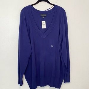 NWT Lane Bryant V-Neck Dark Blue Longline Sweater size 22-24